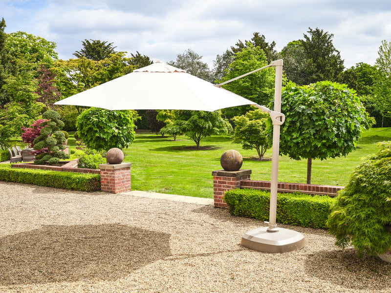 Siesta 3.5m Cantilever Almond Parasol with Almond Wheel Base