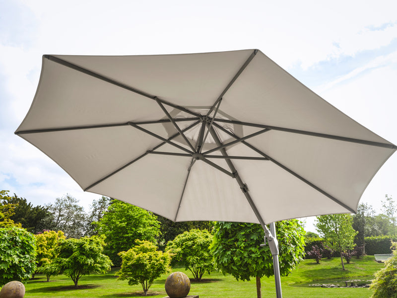 3.2m x 2.1m Deluxe Rectangular Aluminium Grey Parasol with 65kg Granite Base