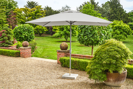 3.2m x 2.1m Deluxe Rectangular Aluminium Grey Parasol with 65kg Granite Base