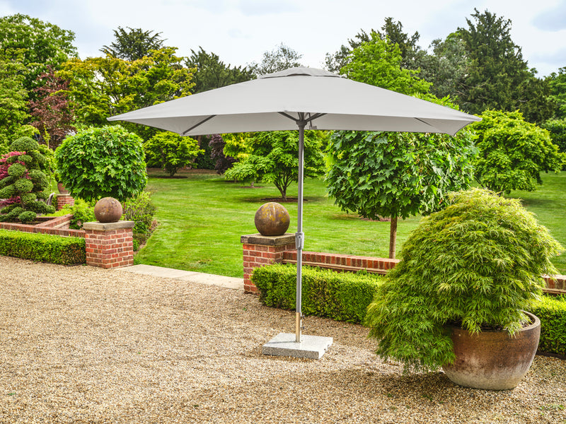 3.2m x 2.1m Deluxe Rectangular Aluminium Grey Parasol with 65kg Granite Base