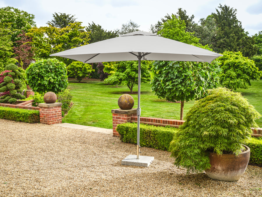 3.2m x 2.1m Deluxe Rectangular Aluminium Grey Parasol with 65kg Granite Base