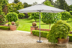 3.2m x 2.1m Deluxe Rectangular Aluminium Grey Parasol with 25kg Concrete Base