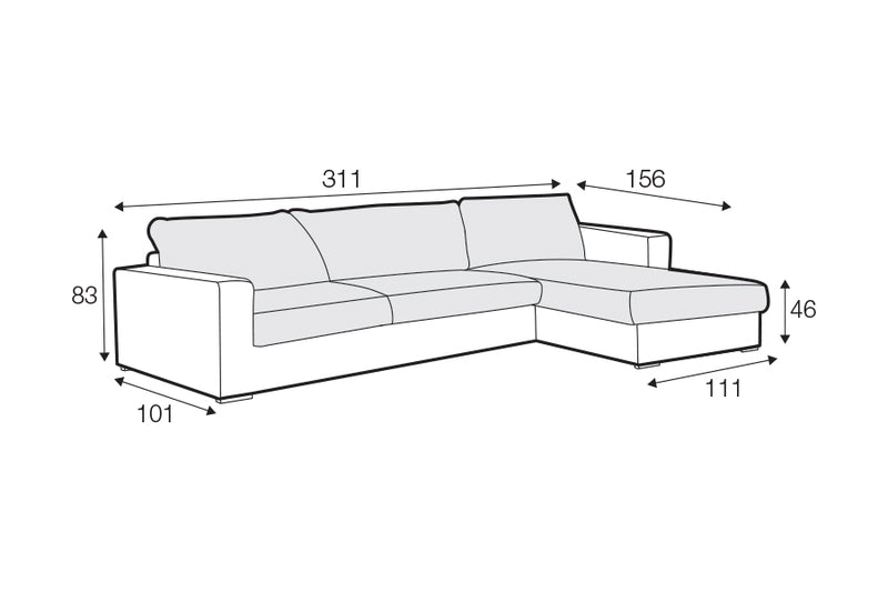 Sandford Large Left Hand Chaise Sofa Set 2