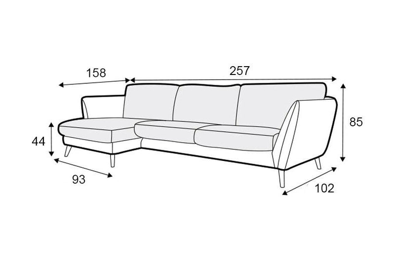 Sandringham Medium Right Hand Chaise Sofa Set 1