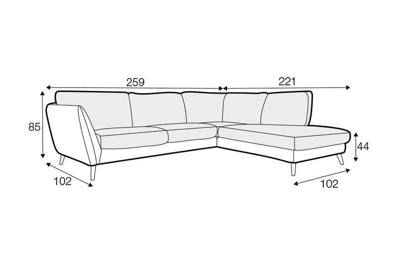 Sandringham Medium Left Hand Chaise Corner Sofa Set 3