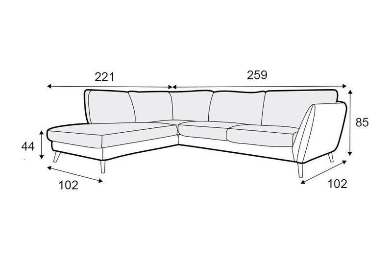 Sandringham Medium Right Hand Chaise Corner Sofa Set 3