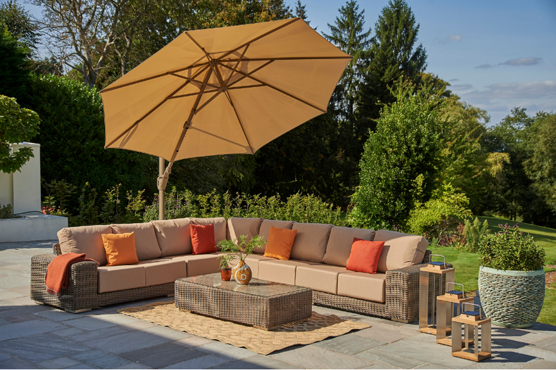 Siesta 3.5m Cantilever Almond Parasol with Almond Wheel Base