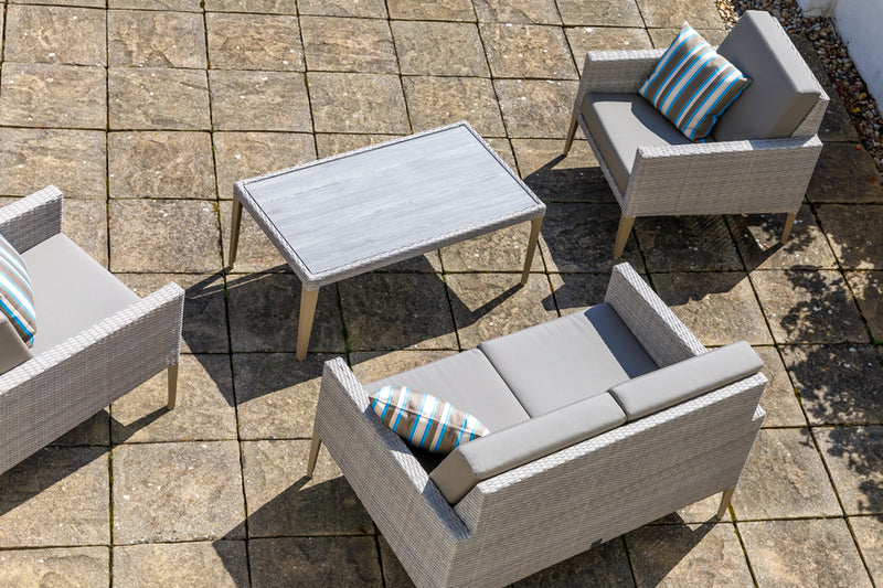 Hampstead Stone 2 Seater Sofa with 2 Lounge Armchairs, Footstool & Rectangular Coffee Table