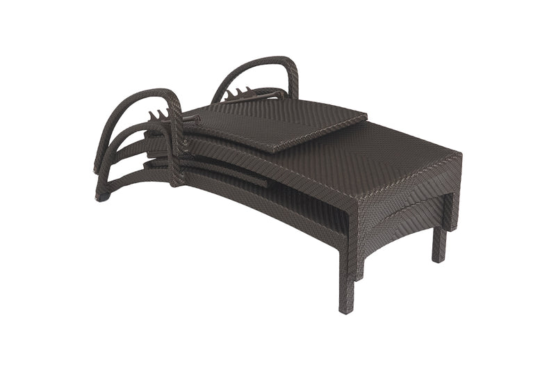2 Windsor Bronze Stacking Sun Loungers with Square Side Table