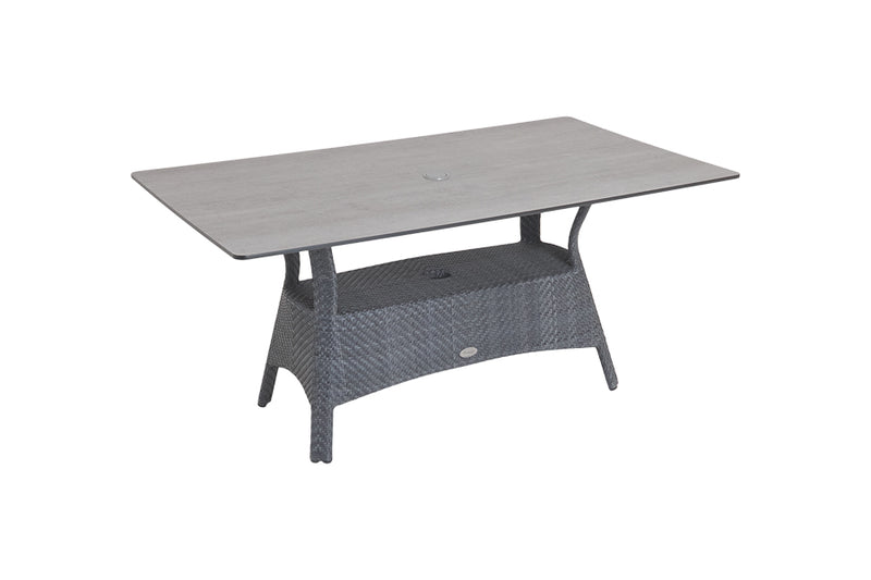 160cm Windsor Grey Rectangular Dining Table with 6 Stacking Armchairs