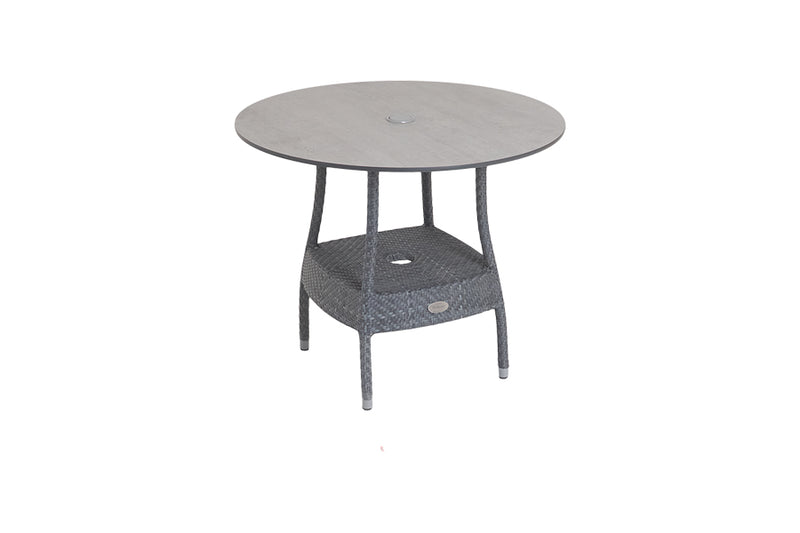 90cm Windsor Grey Round Dining Table with 4 Stacking Armchairs