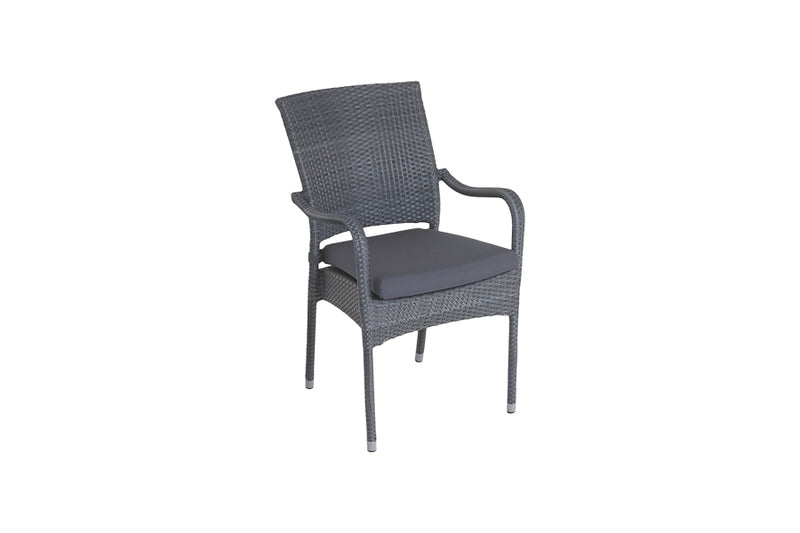 90cm Windsor Grey Round Dining Table with 4 Stacking Armchairs