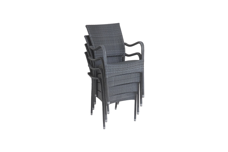 90cm Windsor Grey Round Dining Table with 4 Stacking Armchairs