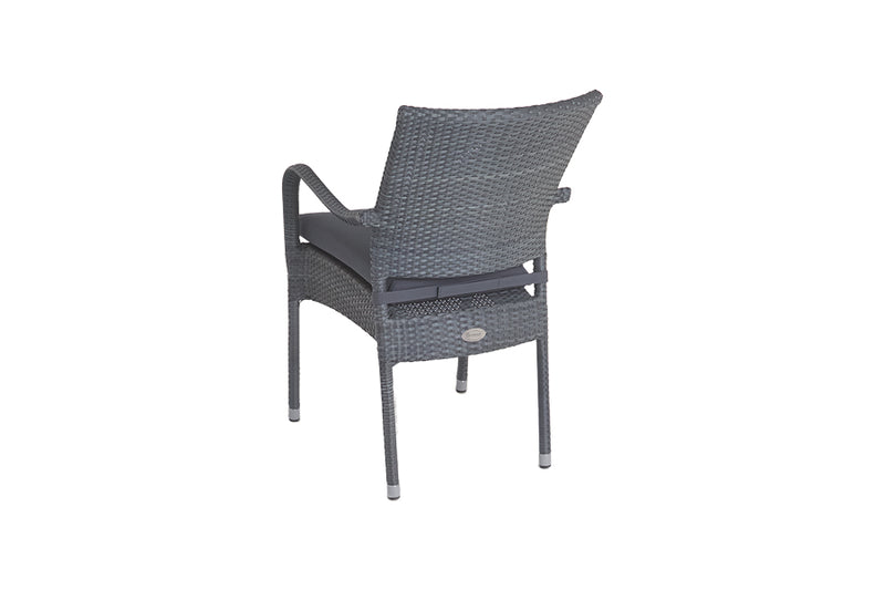 90cm Windsor Grey Round Dining Table with 4 Stacking Armchairs