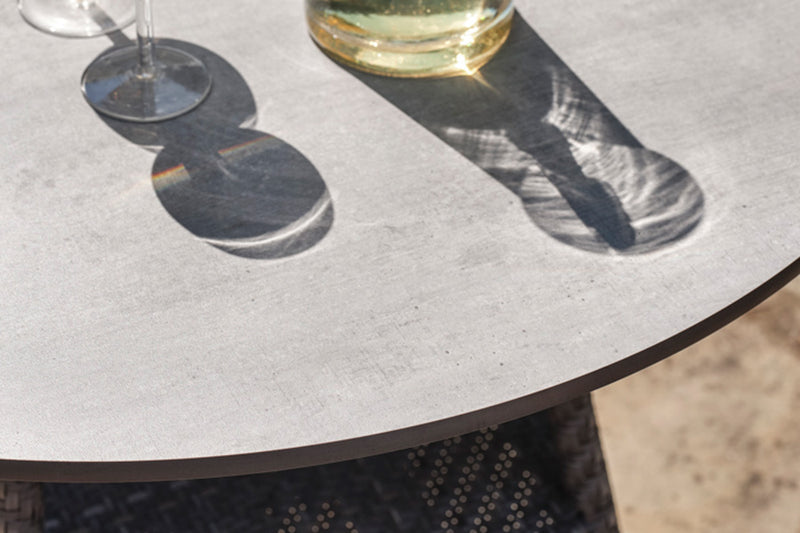 90cm Windsor Grey Round Dining Table with 4 Stacking Armchairs