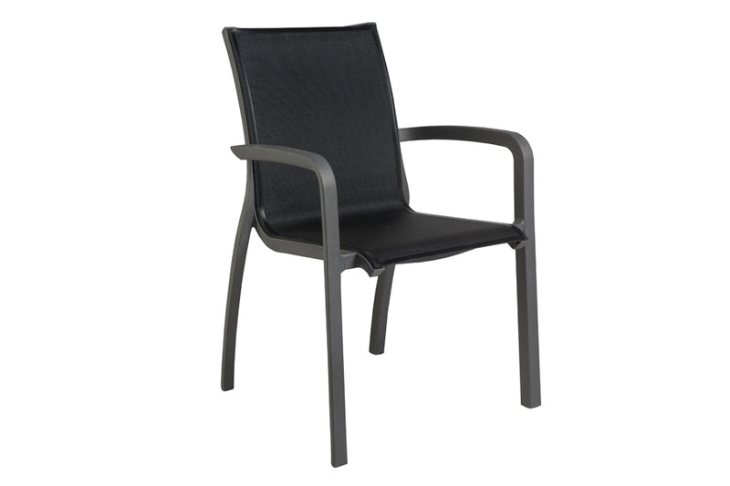 80cm Paris Black/Anthracite Square Folding Table with 4 Volcano/Black Stacking Armchairs