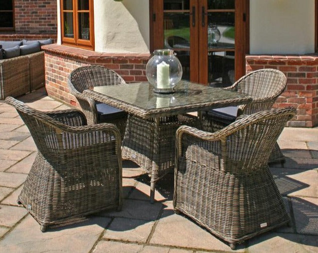 100cm Mayfair Square Dining Table with 4 Dining Armchairs