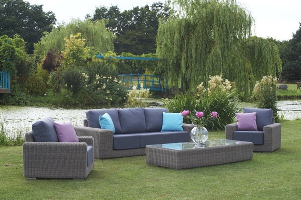 Kensington 3 Seater Sofa with 2 Lounge Armchairs & Rectangular Coffee Table