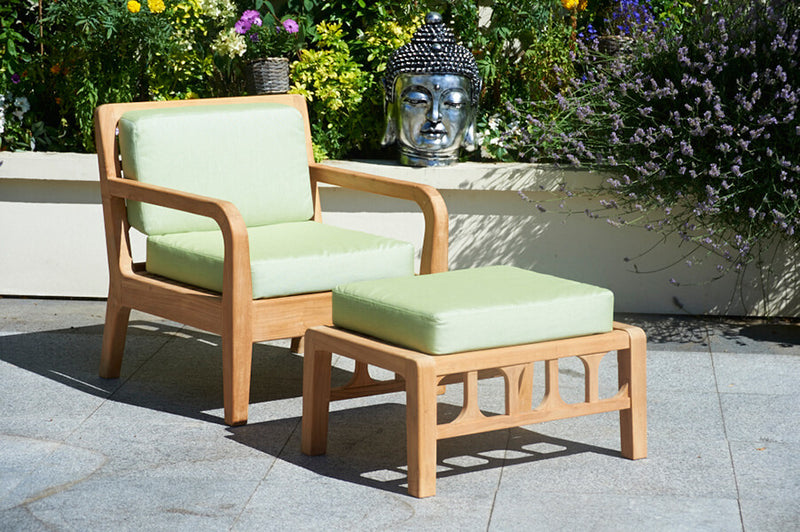 Lodge Footstool with Waterproof Cushion