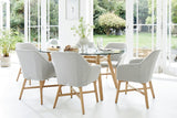 180cm Henley Glass & Teak Oval Dining Table with 6 Richmond Dining Armchairs