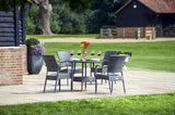 90cm Windsor Grey Round Dining Table with 4 Stacking Armchairs