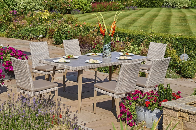 180cm Hampstead Rectangular Dining Table with 6 Dining Chairs - Stone