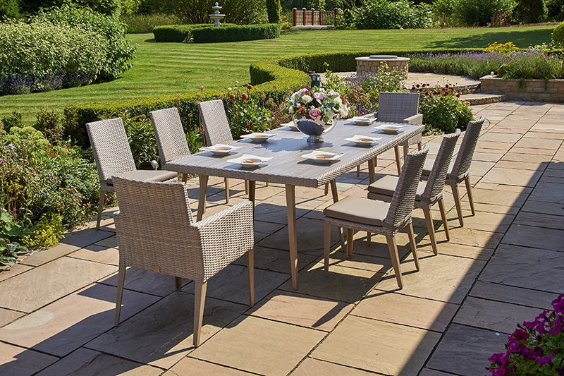 240cm Hampstead Stone Rectangular Dining Table with 2 Dining Armchairs & 6 Dining Chairs