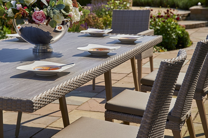 240cm Hampstead Stone Rectangular Dining Table with 2 Dining Armchairs & 6 Dining Chairs