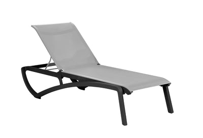 2 Paris Volcano/Grey Sun Loungers with 50cm Side Table