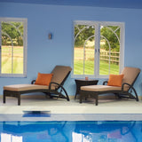 2 Windsor Bronze Stacking Sun Loungers with Square Side Table