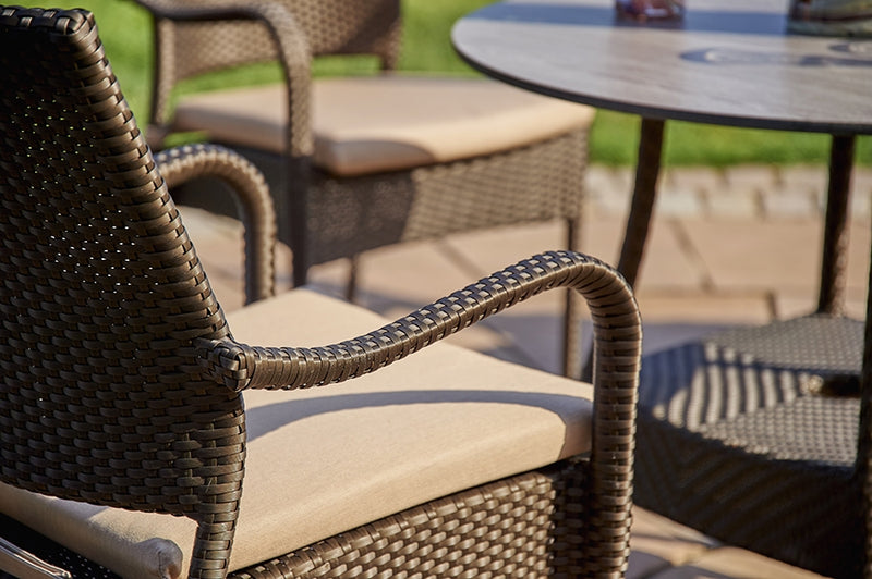 122cm Windsor Bronze Round Dining Table with 6 Stacking Armchairs