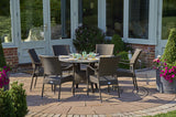 122cm Windsor Bronze Round Dining Table with 6 Stacking Armchairs