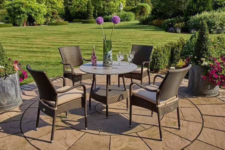 90cm Windsor Bronze Round Dining Table with 4 Stacking Armchairs