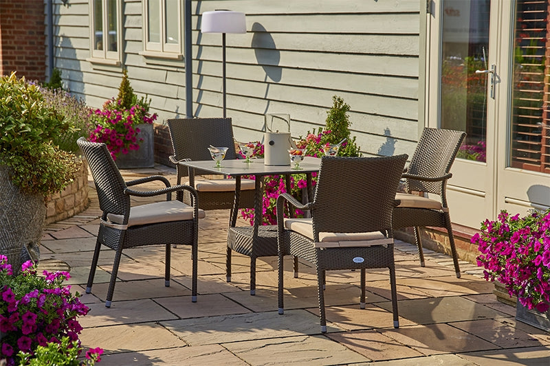 90cm Windsor Bronze Square Dining Table with 4 Stacking Armchairs